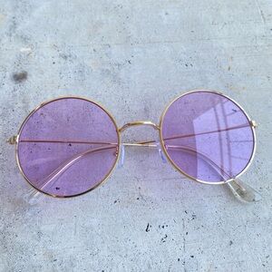 light purple tinted hipster circle sunglasses